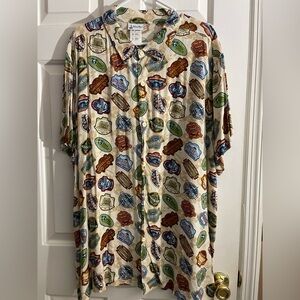 Men's X Large (XL) Disney Parks DVC Logo All Over Print Camp Button Down Shirt.
